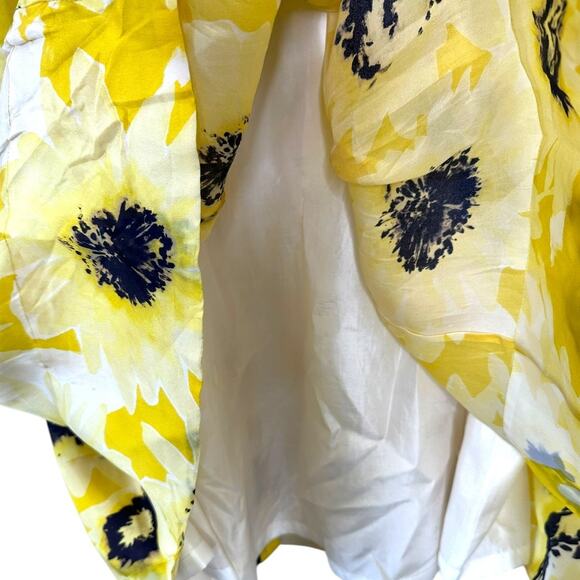 Kate Spade Sunny Daisy Yellow Silk Organza Button Front Shirt Dress Size 0 - Picture 8 of 9
